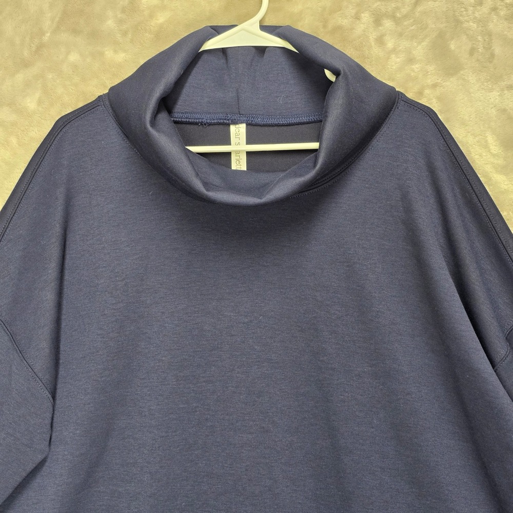 Dear Scarlett 1X Navy Blue Cowl Neck Long Sleeve Tunic Top Womens Plus Size - Picture 2 of 7